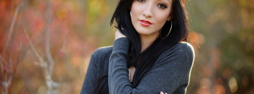 Beauty Brunette Piercing Portrait