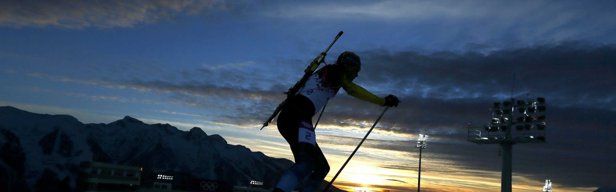 Biathlon At Sunset At In Sochi 2014