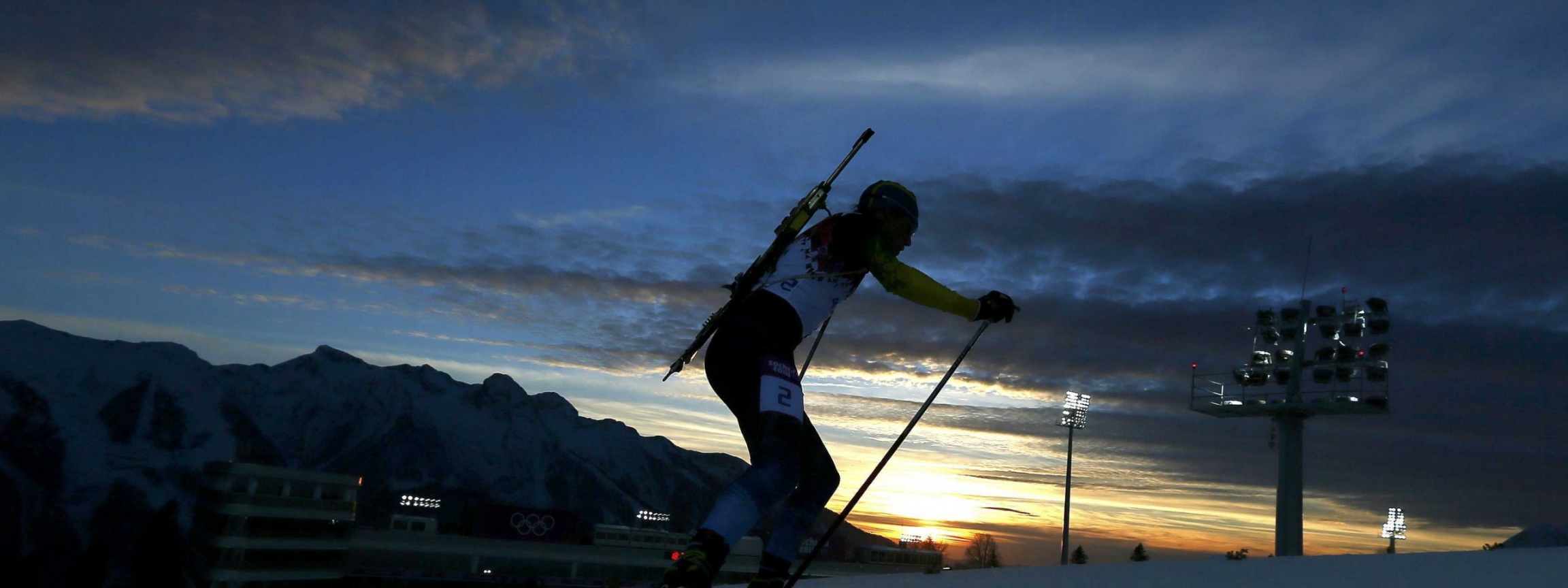 Biathlon At Sunset At In Sochi 2014