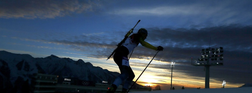 Biathlon At Sunset At In Sochi 2014