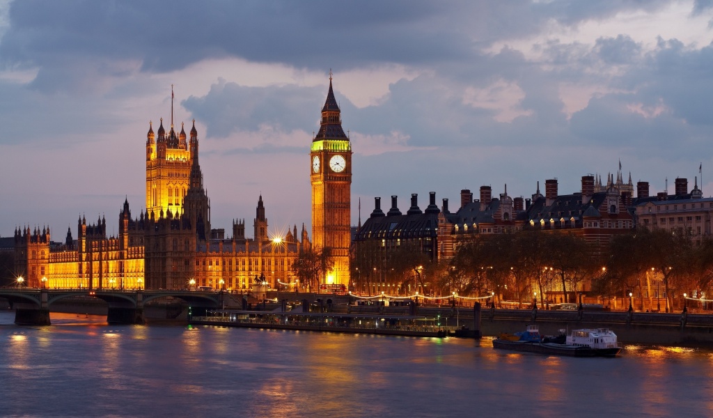 Big Ben Great Britain England London Westminster Palace River Thames City Evening