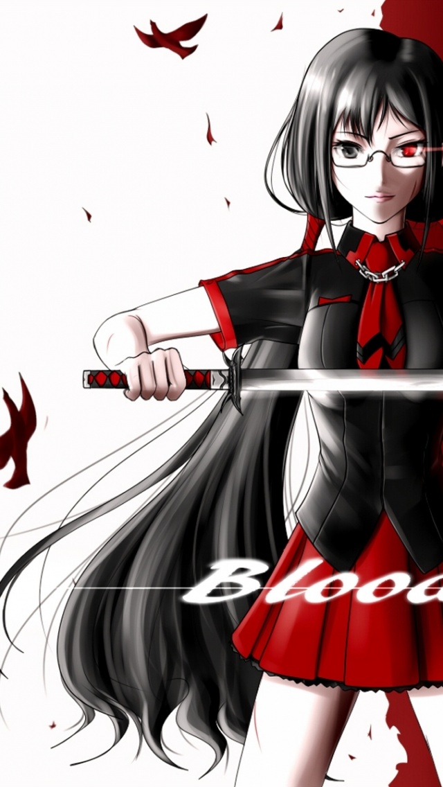 Blood C Girl Glasses Sword Pose Anime