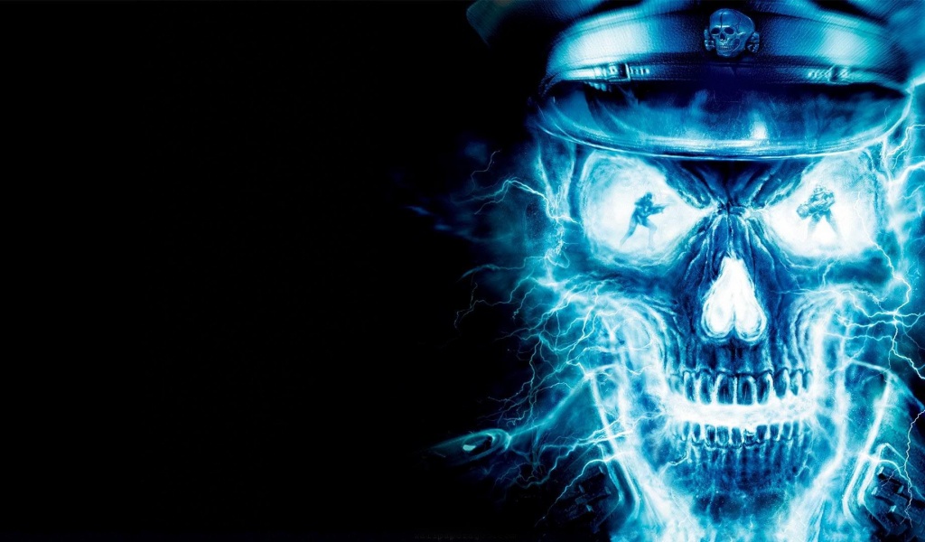 Blue Neon Skull Officer