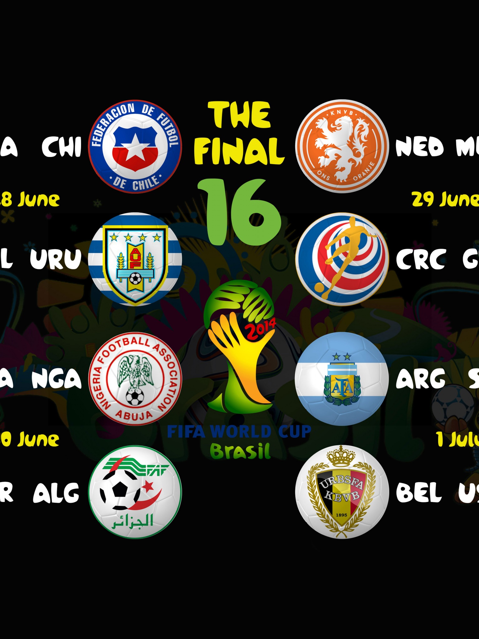 Brazil 2014 WC Round Of 16 Bracket