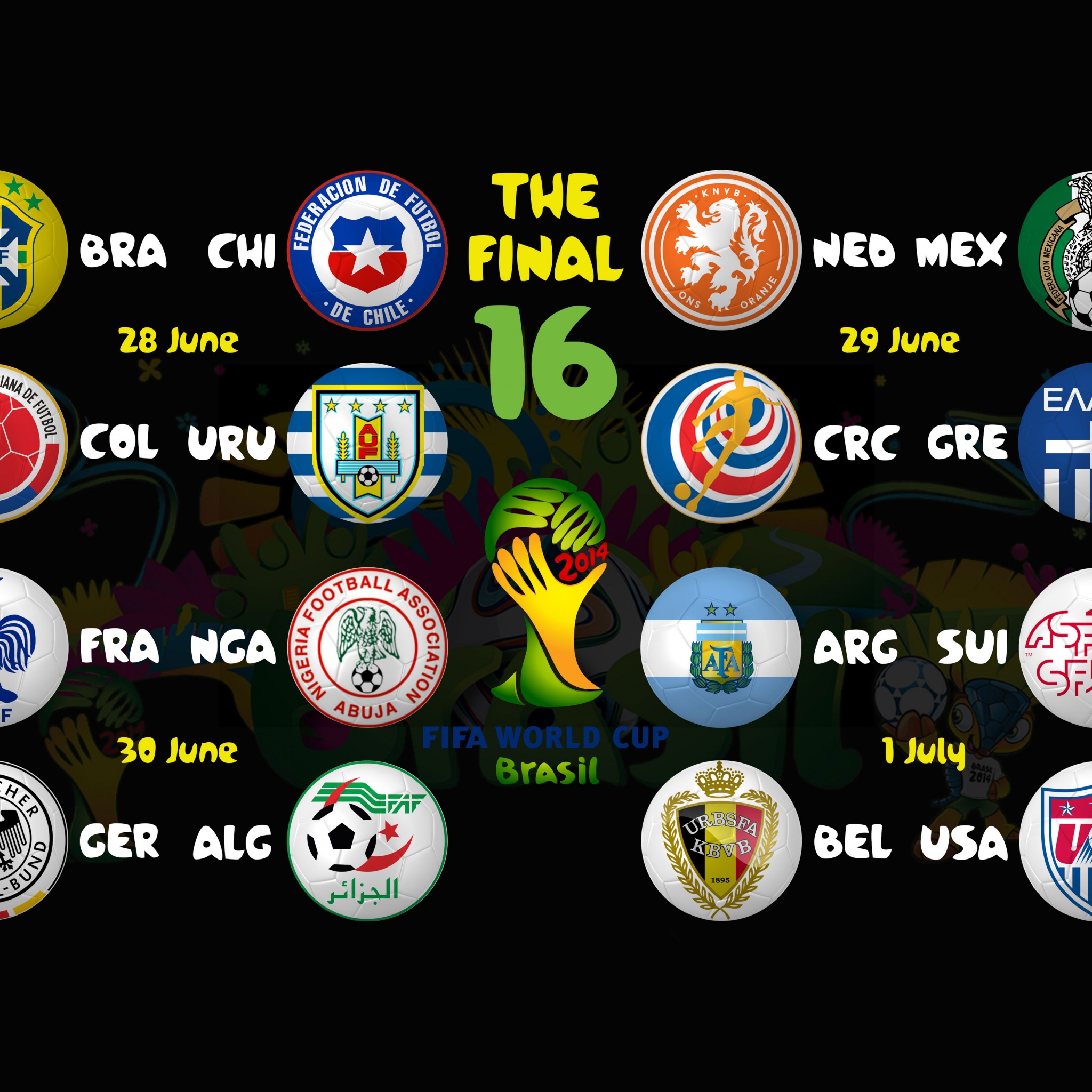 Brazil 2014 WC Round Of 16 Bracket