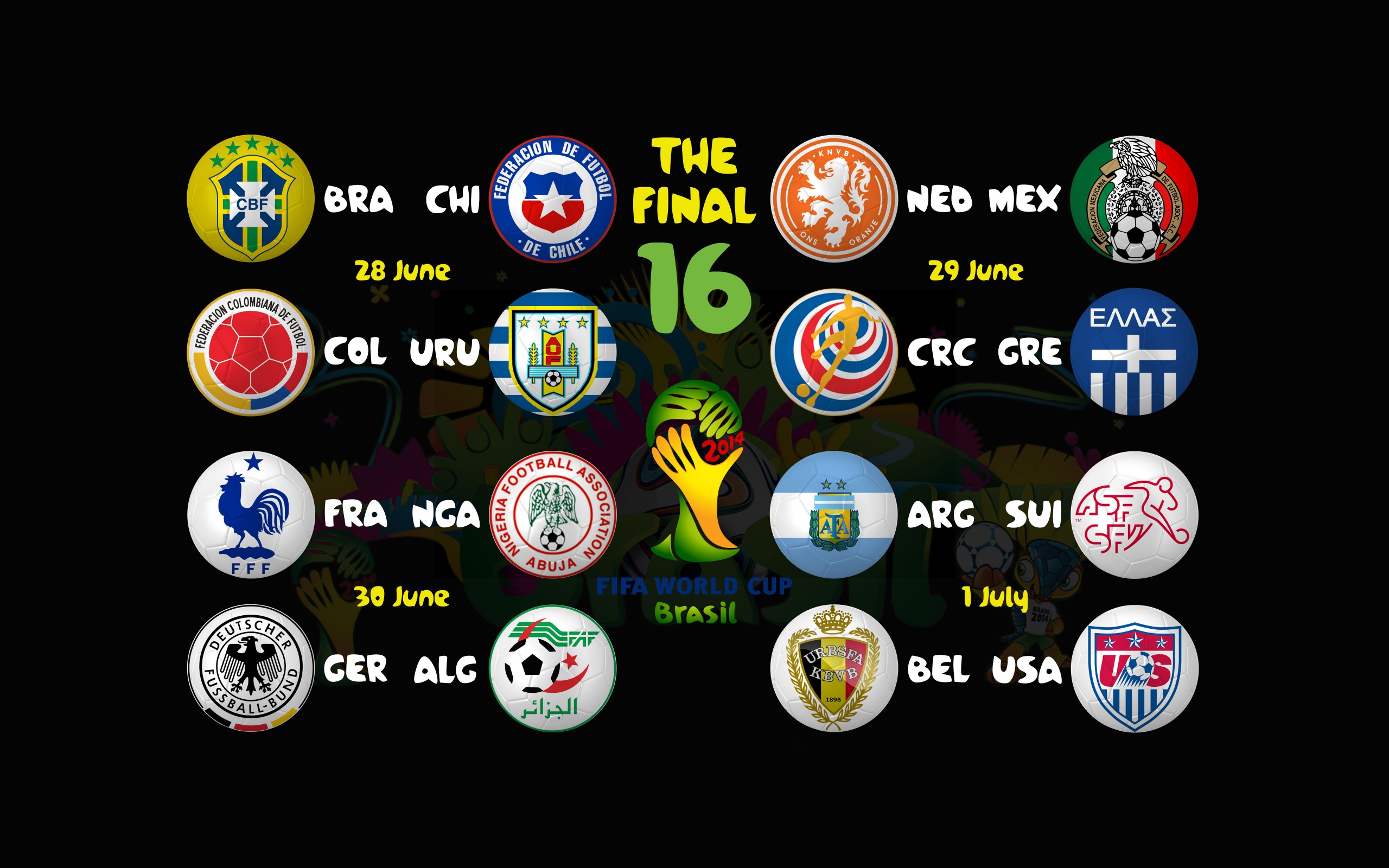 Brazil 2014 WC Round Of 16 Bracket