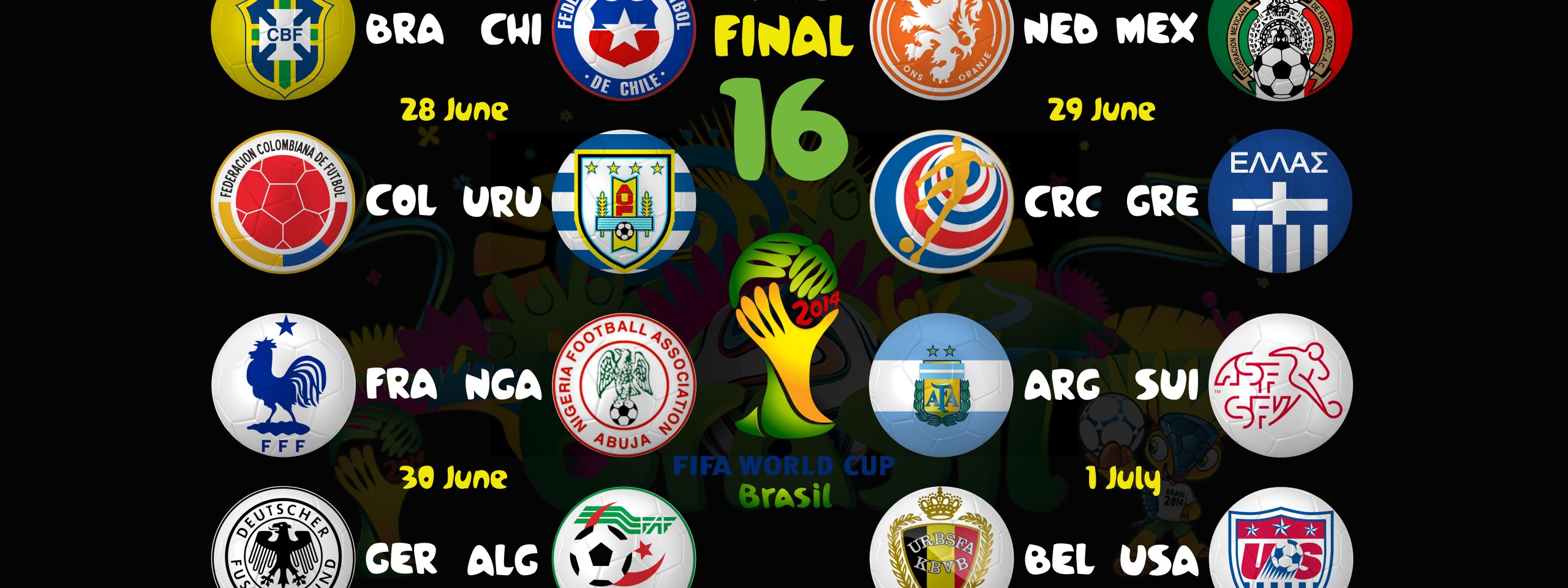 Brazil 2014 WC Round Of 16 Bracket