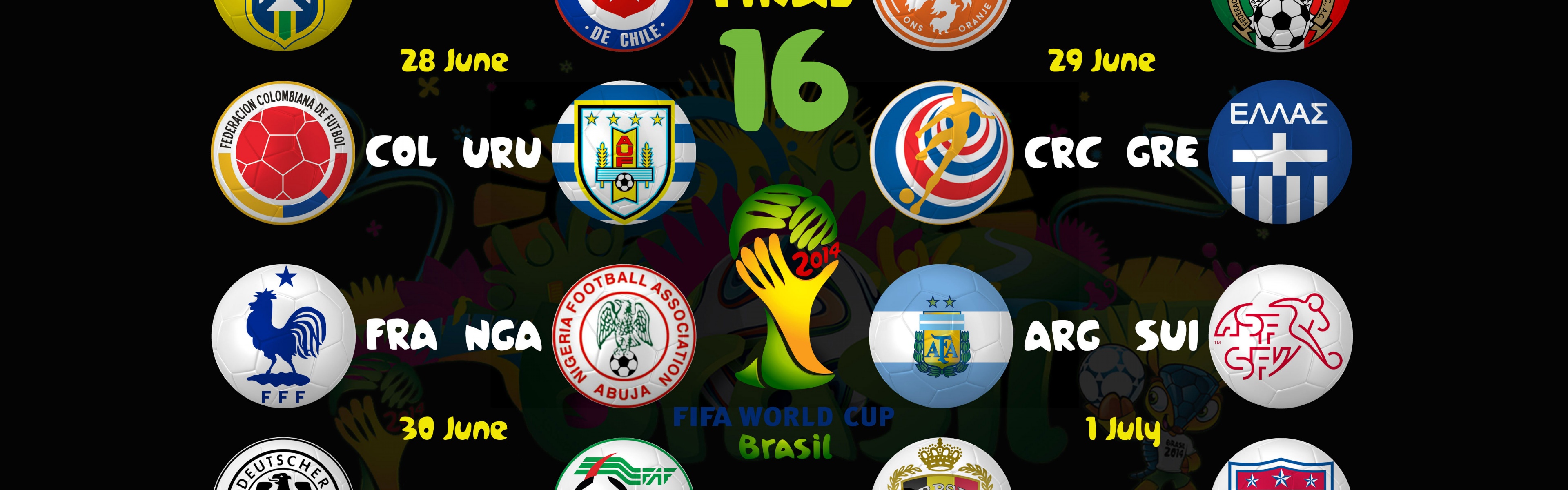 Brazil 2014 WC Round Of 16 Bracket