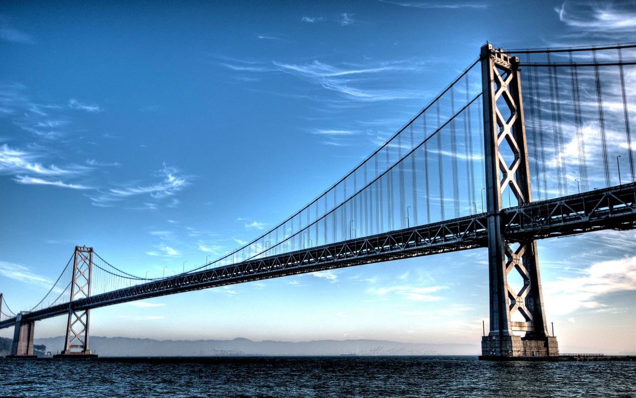 Bridge Water Mountains Sky