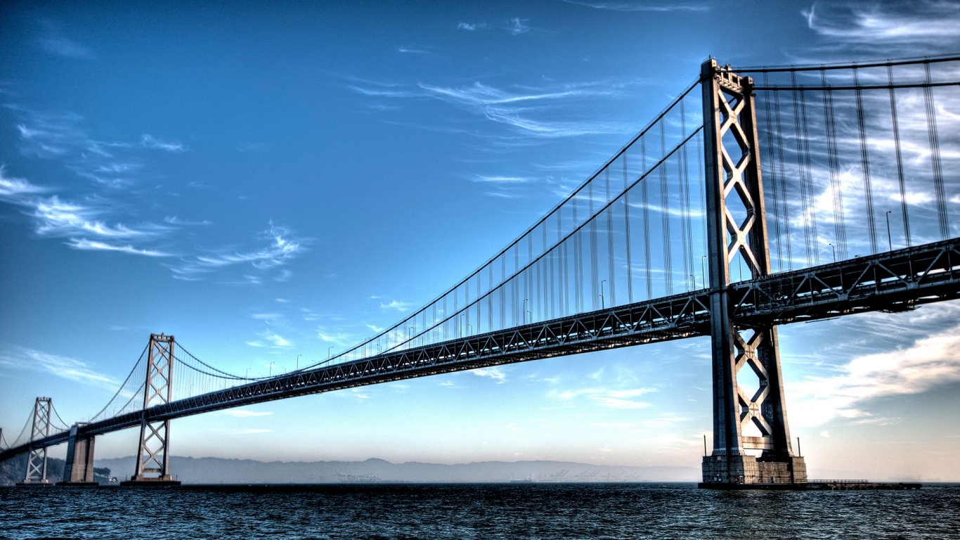 Bridge Water Mountains Sky