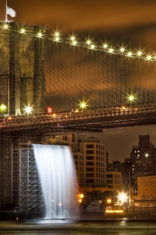 Brooklyn Bridge United States New York City Skyline River City Landscape