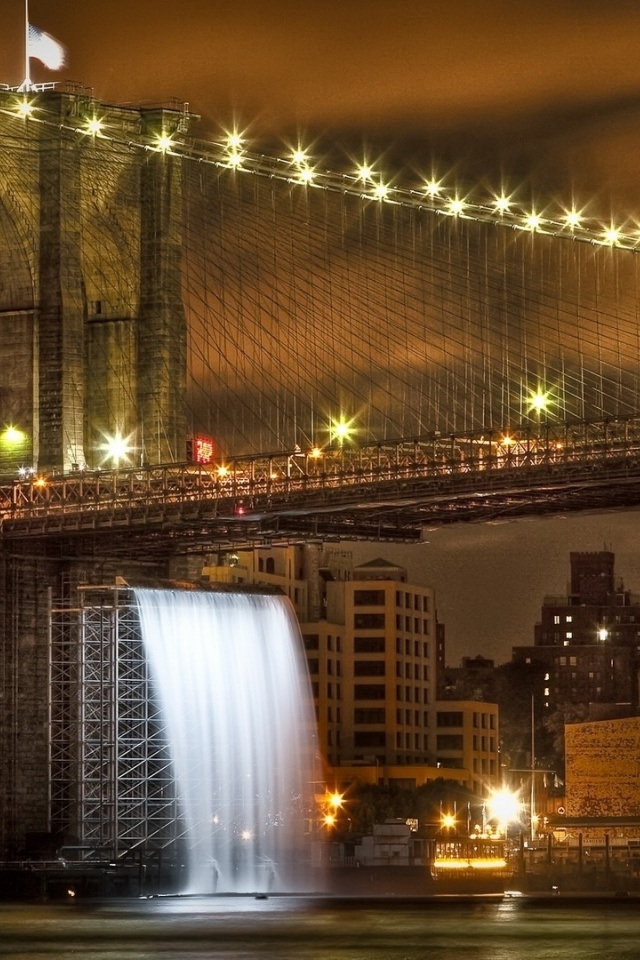 Brooklyn Bridge United States New York City Skyline River City Landscape