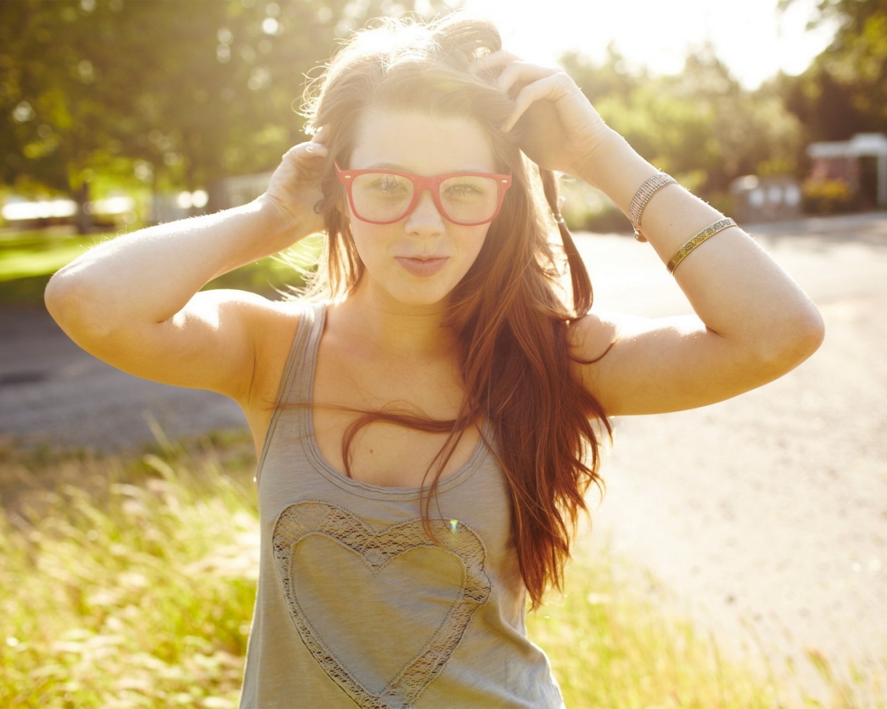 Brunette Glasses Smile Sunshine