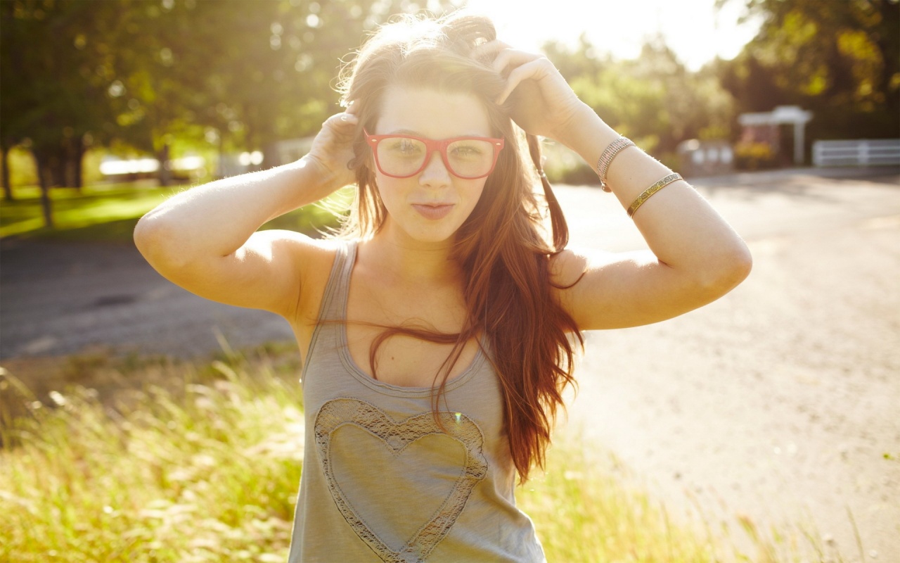 Brunette Glasses Smile Sunshine