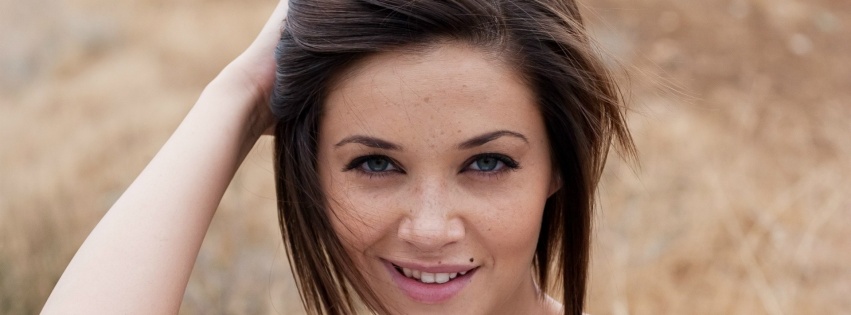 Brunette Hairstyle Wind Face Freckles Smile