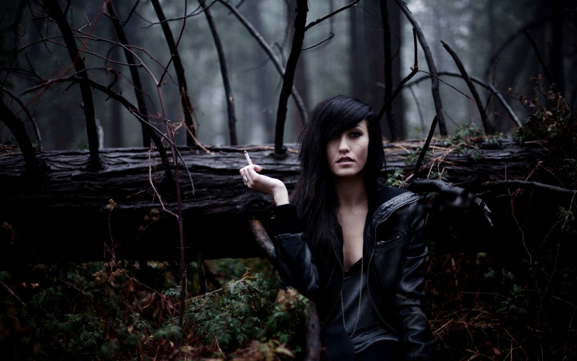 Brunettes Women Forest Jackets Piercings Lauren Black Clothes Taylor Mccutchan