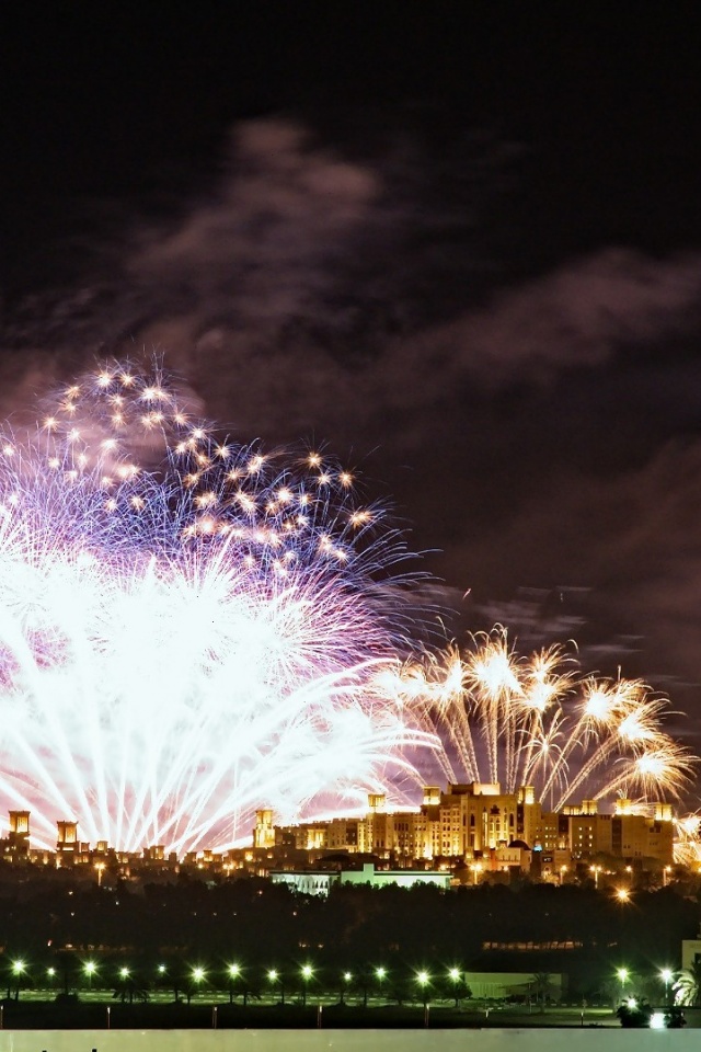 Burj Al Arab Night Lights Fireworks Dubai Uae United Arab