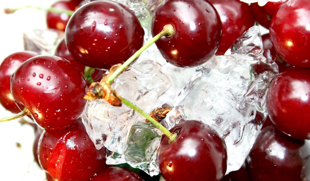 Cherries On Ice Cubes
