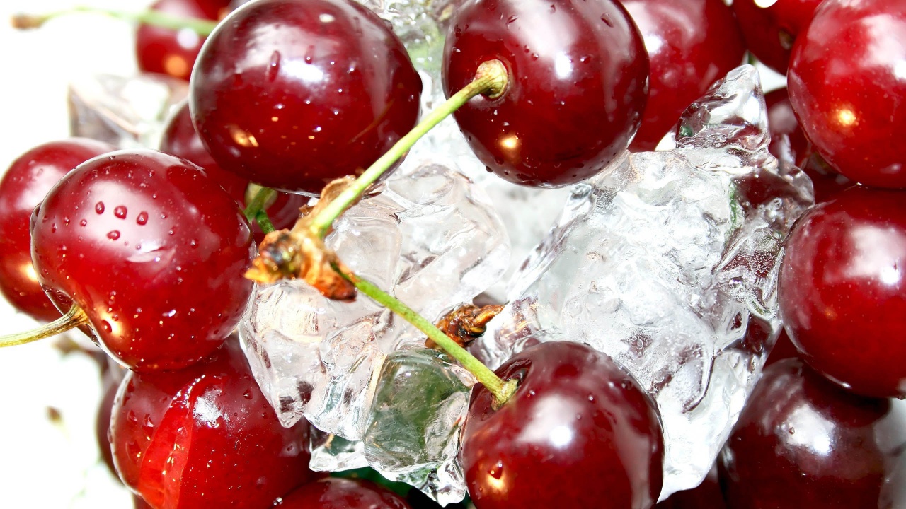 Cherries On Ice Cubes