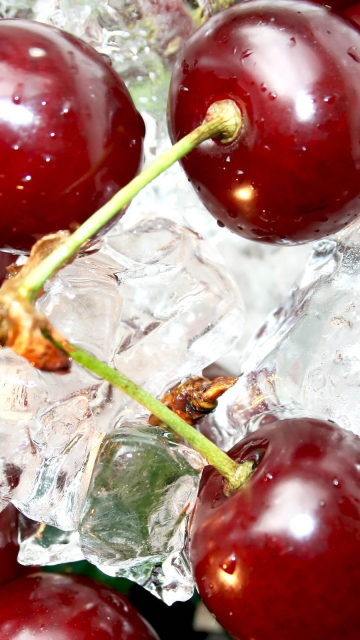 Cherries On Ice Cubes