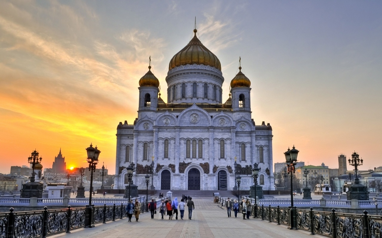 Christ Savior Cathedral Moscow White Stone Building Russia City Landscape