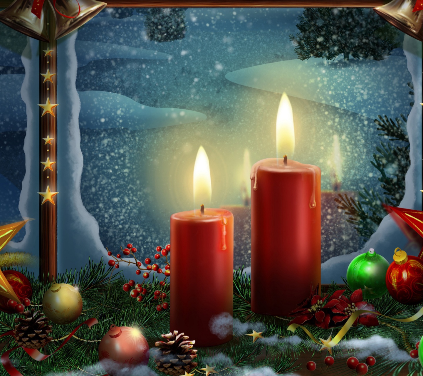 Christmas Candles And Ornaments