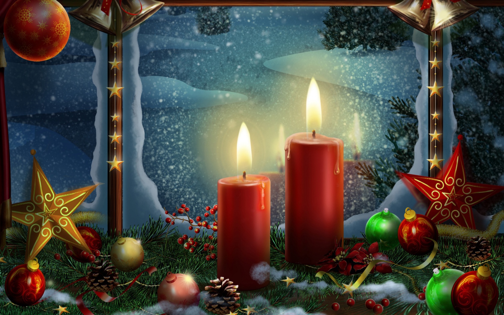 Christmas Candles And Ornaments