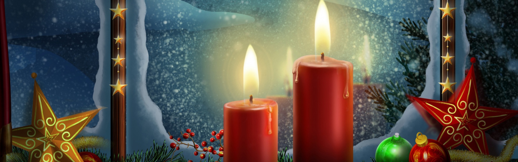 Christmas Candles And Ornaments