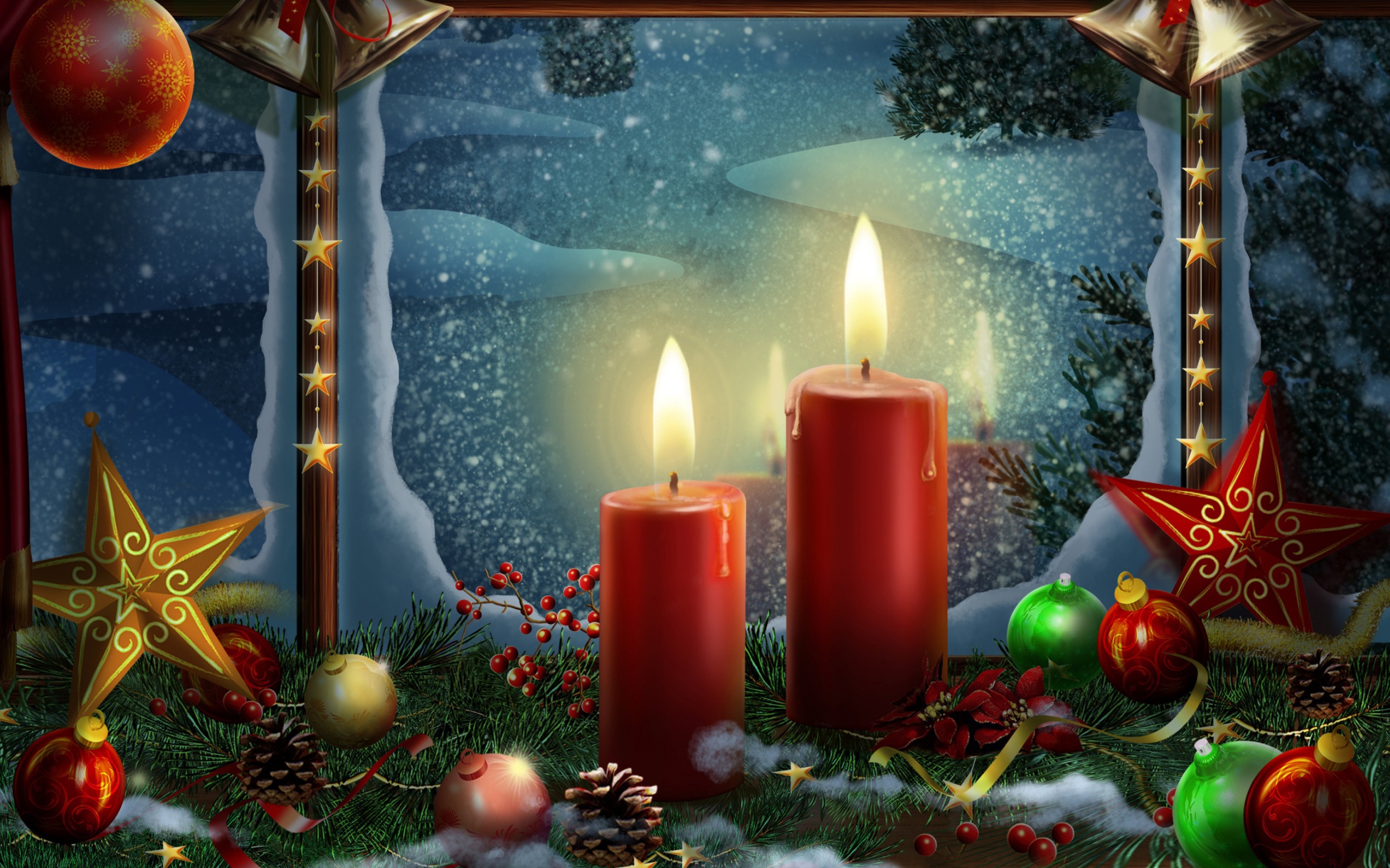 Christmas Candles And Ornaments