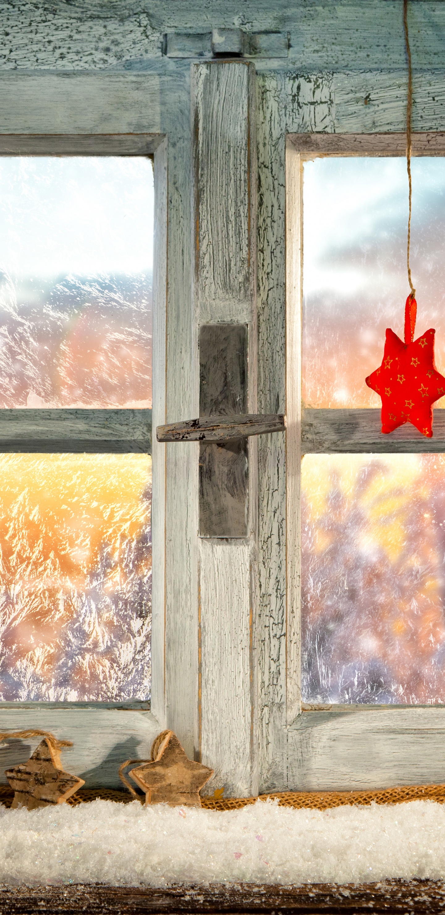 Christmas New Year Candles Window