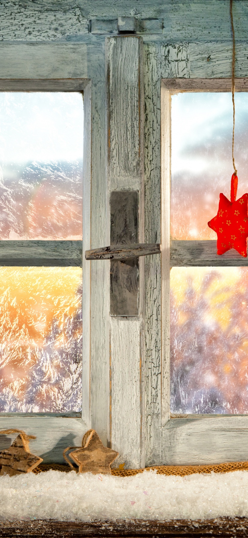 Christmas New Year Candles Window