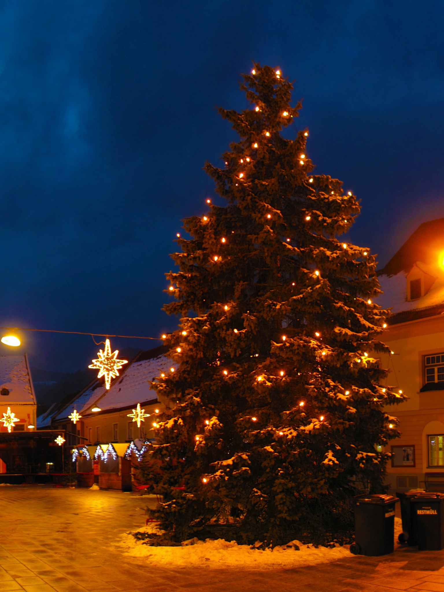 Christmas Tree On Street In Austria