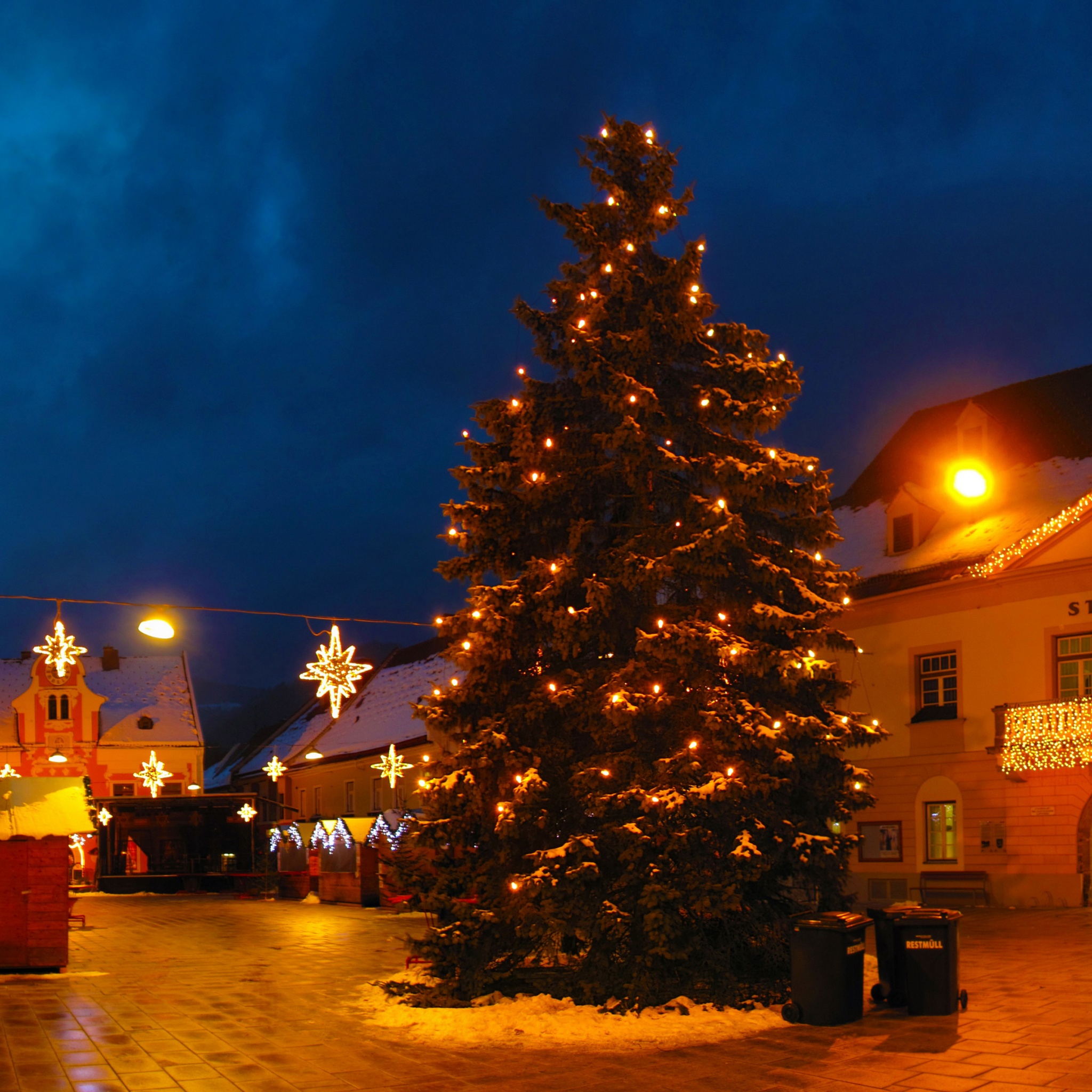 Christmas Tree On Street In Austria