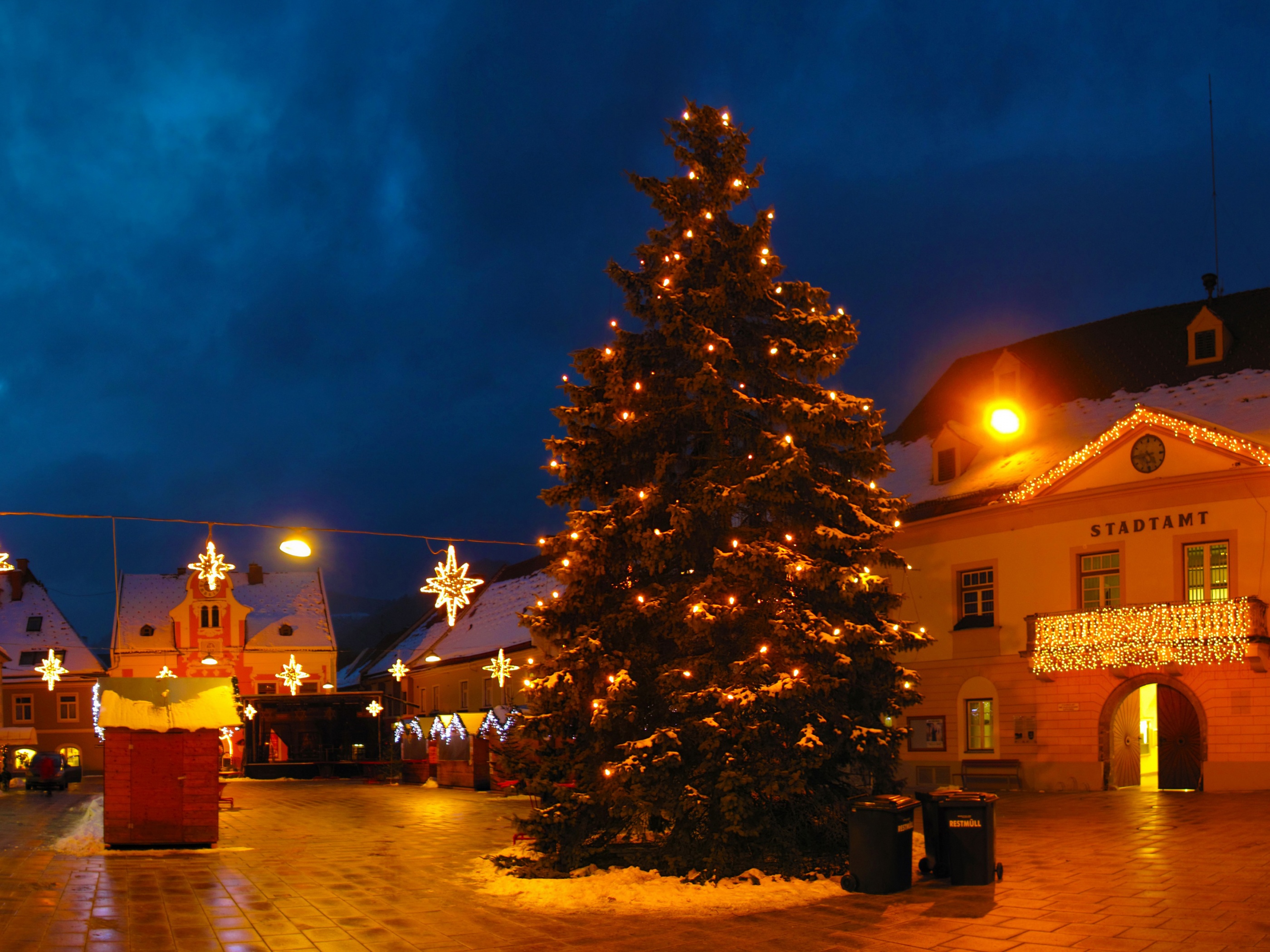 Christmas Tree On Street In Austria