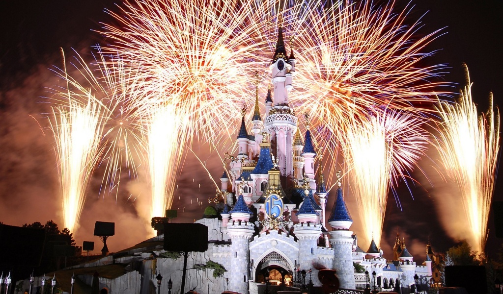 Cinderella Castle Disneyland Fireworks Paris France