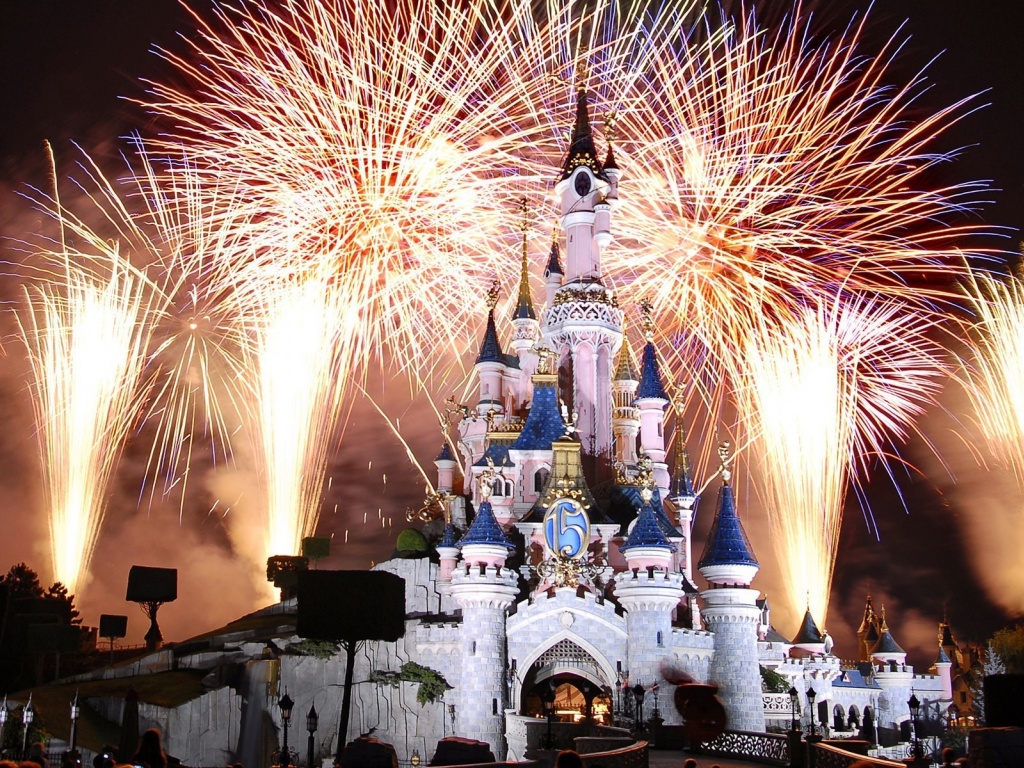 Cinderella Castle Disneyland Fireworks Paris France