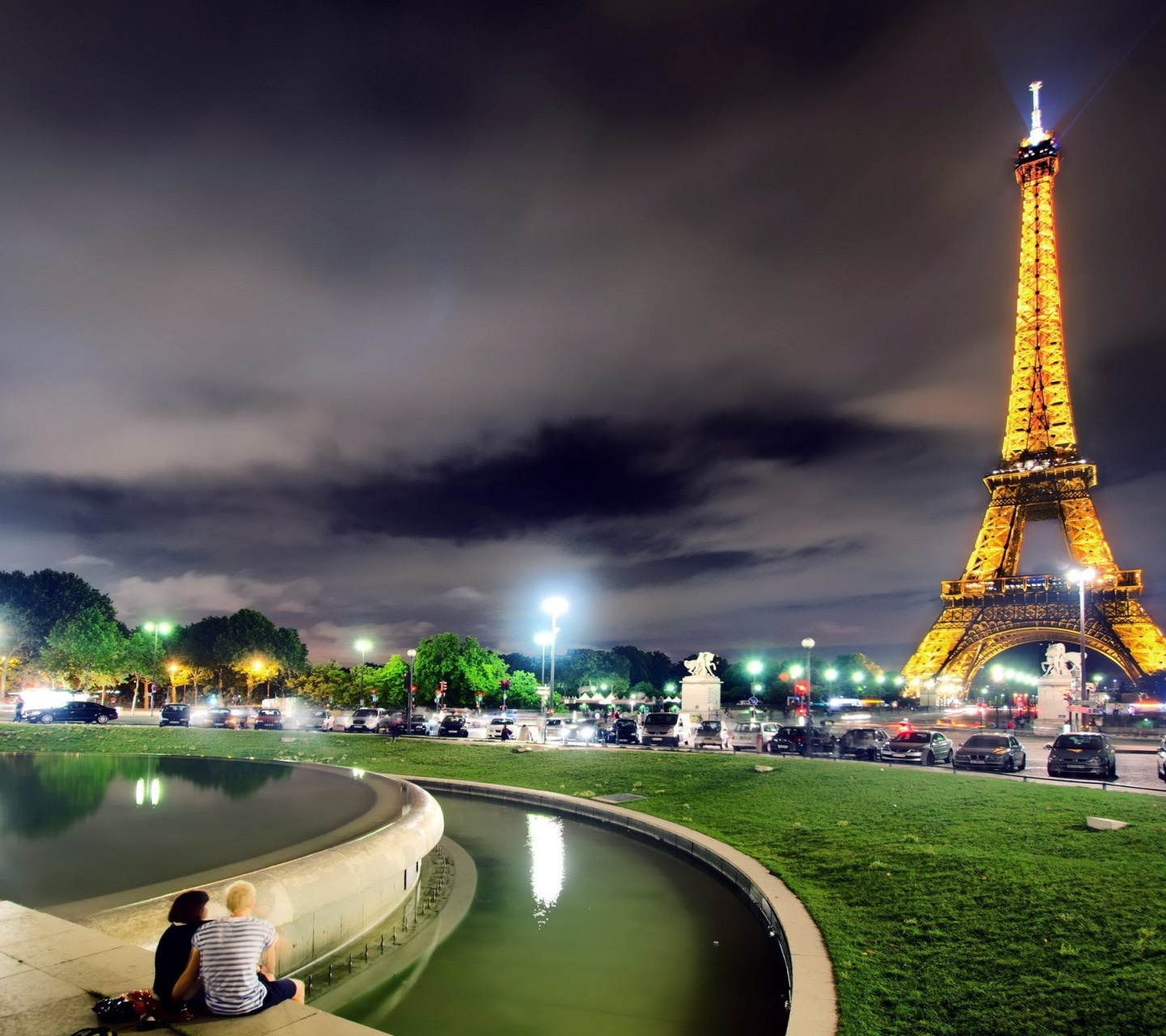 City Night Eiffel Tower Paris France