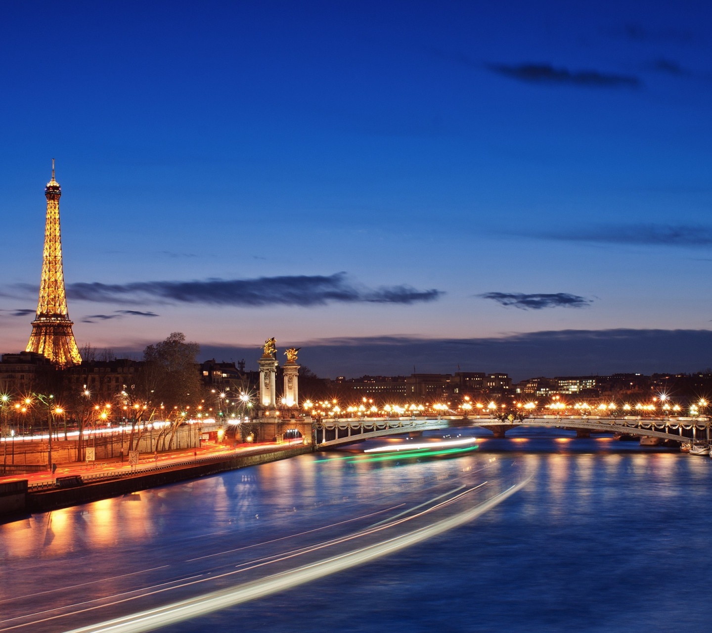 City River Evening Lights Paris France