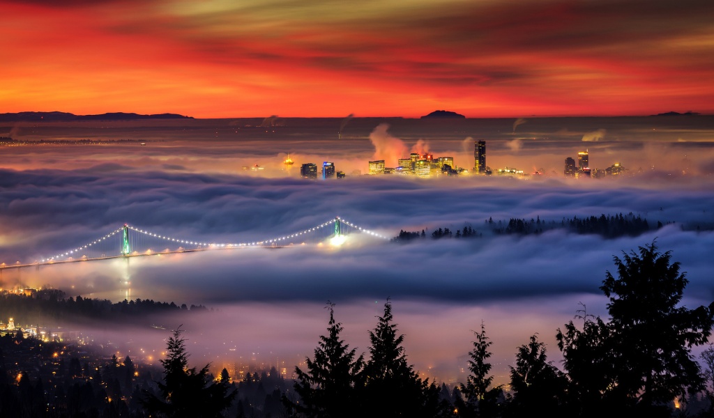 City Vancouver Covered In Fog