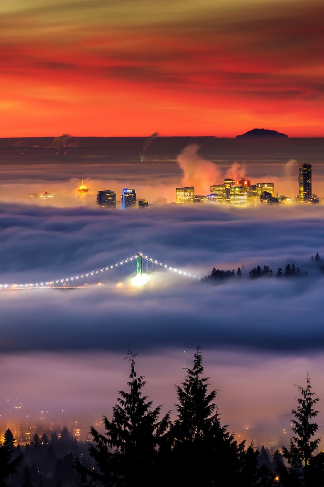 City Vancouver Covered In Fog