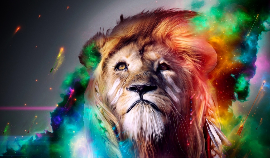 Colorful Abstract Art Lion