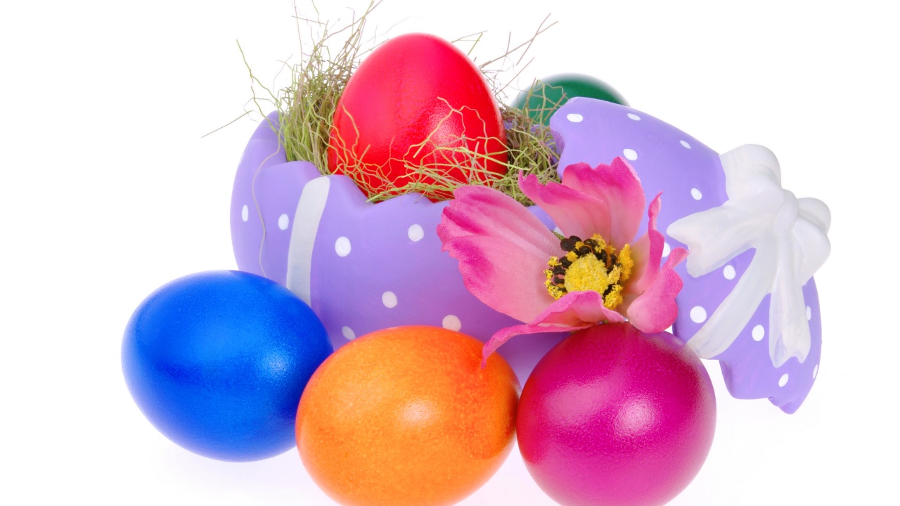 Colorful Easter Eggs And Decoration