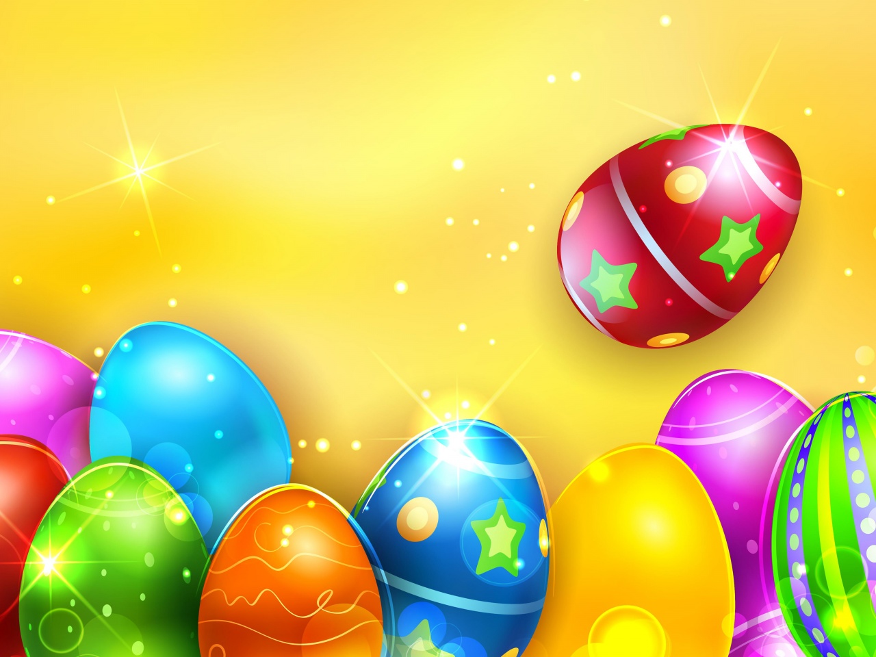 Colorful Shiny Easter Eggs