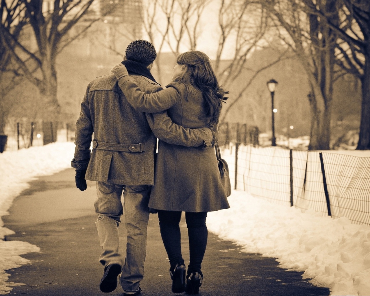 Couple In Park Valentines Day