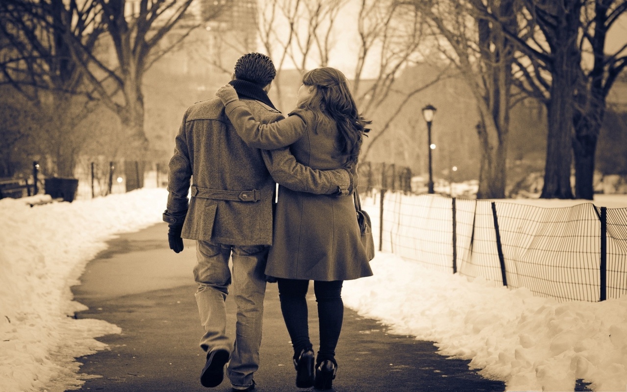 Couple In Park Valentines Day