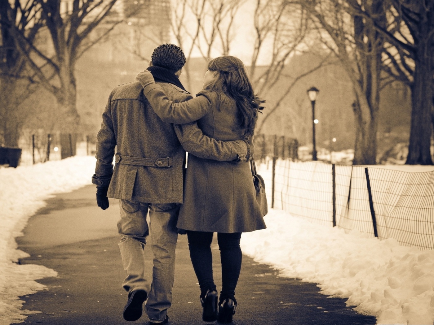 Couple In Park Valentines Day