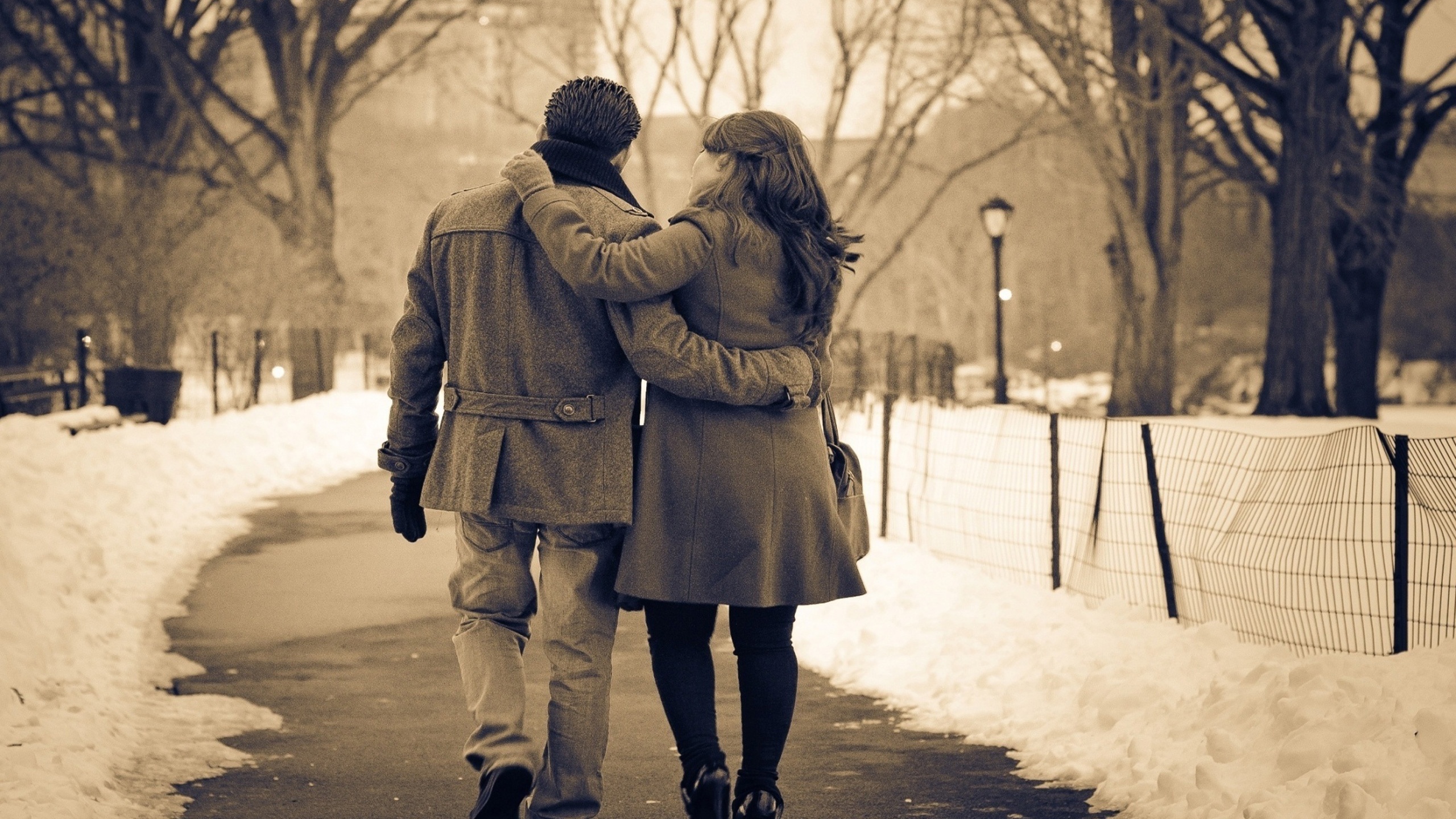 Couple In Park Valentines Day