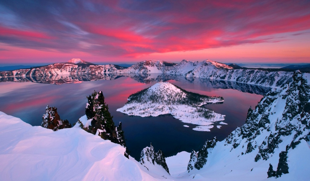 Crater Lake In Winter