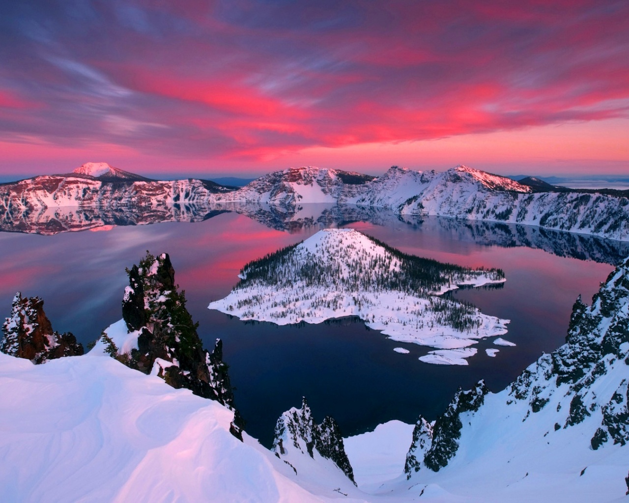 Crater Lake In Winter