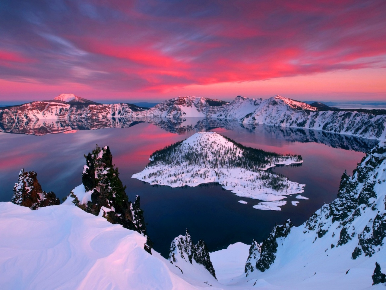 Crater Lake In Winter